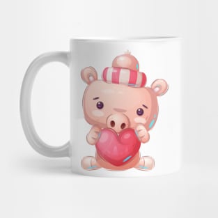 Cute Pig with Love Mug